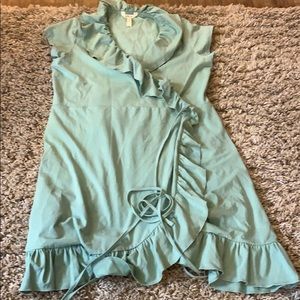 Green Wrap Dress with Ruffles